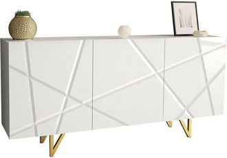 Mirjan24 Madia Mavmave 101, Bianco + Bianco lucido, 76x160cm, Il numero di porte: 037cm, Pannello di fibra a media densità, Truciolare laminato