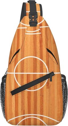 Generic Basketball Court Floor Plan On Parquet Sling Bag Trendy Cross Body Bag Anti Theft Backpack For Traveling Women Shopping
