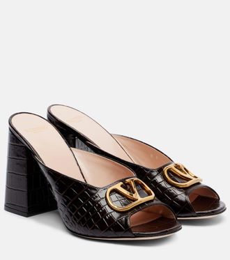Valentino Garavani VLogo 95 croc-effect leather mules