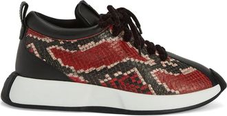 Giuseppe Zanotti Ferox sneakers met slangenleer-print - Rood