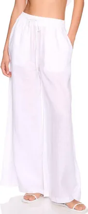 Susana Monaco Tie Waist Wide Leg Linen Pants in Sugar at Nordstrom, Size X-Large