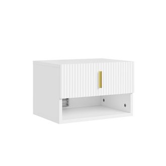 SoBuy Sobuy Mesilla De Noche Blanca Con Caj&oacute;n Mesa Auxiliar Con Estante Abierto Estante Mural Con Led Integrado 40&times;30&times;26 Cm Capacidad De Carga 20 Kg Fbt176-