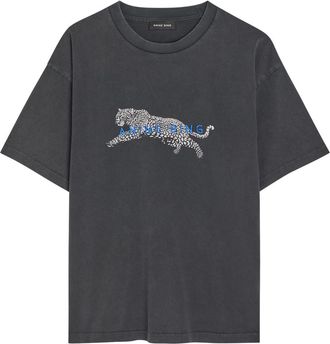 Anine Bing Cade Leopard Cotton T-shirt - Black - S (UK8-10 / S)