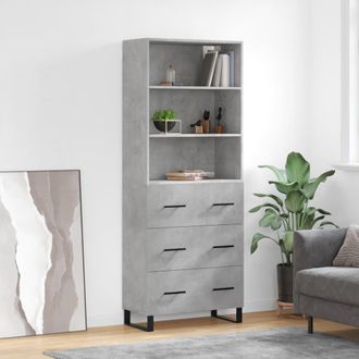 vidaXL Aparador Alto Madera Contrachapada Gris Hormig&oacute;n 69,5x34x180 Cm Vidaxl