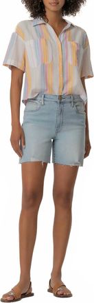 Kut from the Kloth Brianna Boxy Shirt In Pink Stripe