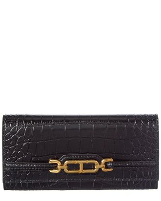 Tom Ford Logo Croc-Embossed Leather Continental Wallet