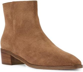 Aquatalia Reeta Luxe Weatherproof Suede Bootie in Champagne Suede at Nordstrom, Size 10.5