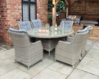 Royalcraft WENTWORTH 6 Seater Ellipse Highback Comfort Dining Set in Beige