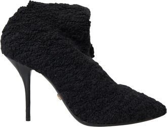 Dolce & Gabbana Heeled Boots - Dames - Laarzen met Hak - Zwart - 38 1/2 EU - Wol - Schoenen
