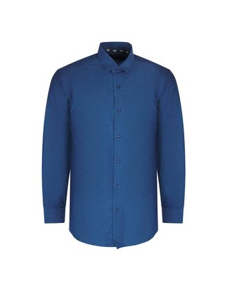 Aquascutum Mens Aquascutum Textured Long Sleeve Dark Blue Shirt - Size: Regular/34