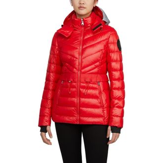 Pajar Womens Bailey Packable Lightweight Puffer Thinsulate with Detachable Hood in Current Red at Nordstrom, Size X-Small