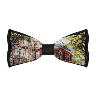 Generic Vintage Tram Pixel Style Mens Bow Tie Adjustable Pre-Tied Bowtie Neckties for Wedding Party