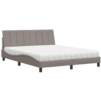 vidaXL Vidaxl - Cama Con Colch&oacute;n De Tela Gris Taupe 160x200 Cm