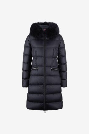 Moncler Lange taillierte Daunenjacke mit Shearling Boedic