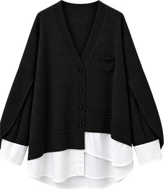 Meimeij Cardigan a Spalla Cadente Manica Lunga - - Knitwear - Donna - Nero - S