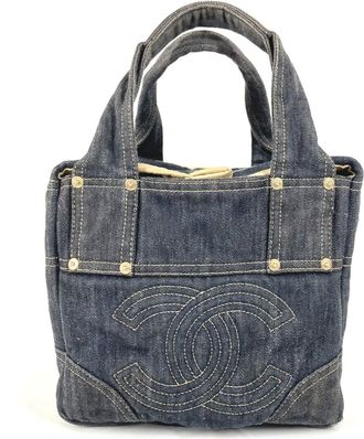Chanel Denim Blue Denim Handbag Tote Bag (Pre-Owned)