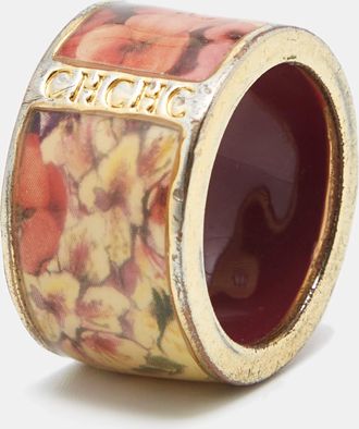 Carolina Herrera Ch Enamel Gold Tone Ring