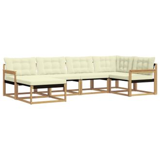 vidaXL Conjunto De Sof&aacute;s De Exterior Con Coj&iacute;n 6 Pcs Blanco Y Crema Vidaxl