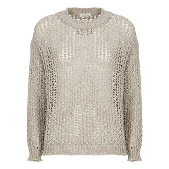 PANICALE Round-neck Cotton Jumper - female - PANICALE - Round-neck Knitwear - Beige - S - Knitwear