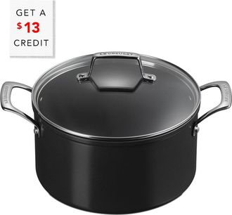 LE CREUSET Essential 6.3Qt Ceramic Non-Stick Stockpot With Glass Lid With $13 Credit