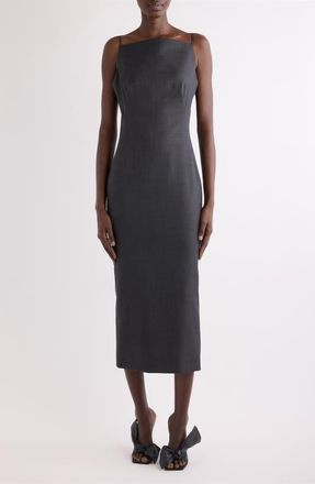 Givenchy Sliced Kickback Wool Grain de Poudre Sheath Dress in Grey Mix at Nordstrom, Size 10 Us