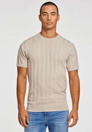 Lindbergh Kurzarmpullover LINDBERGH, Herren, Gr. XXL, stone, Strick, Obermaterial: 70% Viskose, 30% Polyamid, unifarben, gerade h&uuml;ftbedeckend, Rundhals, B&uuml;ndche