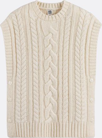 La Redoute Collections Mouwloze kabeltrui met ronde hals
