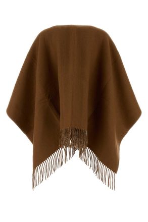 Fendi Womens Biscuit Wool Blend Reversible Cape Cammello+multicolor Exterior: Cashmere Cappotti