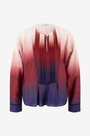 Forte_Forte Voile-Bluse mit Farbverlauf und Latz Origami