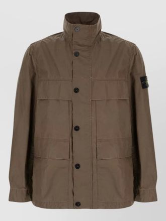 Stone Island polyester blend jacket front pockets high collar