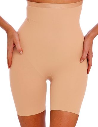 Wacoal Womens 808387 Shape Revolution High Waist Thigh Shaper - Beige Cotton - Size Large