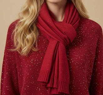 Joseph Ribkoff Sequined Knit Scarf In Deep Cherry