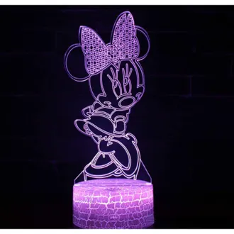 OEM Luce Notturna A Led 3d Di Minnie Mouse Con Controllo Touch - Alimentazione Tramite Usb O 3 Batterie Aa - 16 Colori E 4 Modalit&agrave; Di Illuminazione - Reg