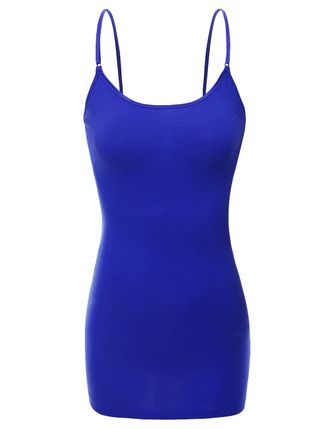 Bozzolo Womens Ladies Adjustable Spaghetti Strap Basic Long Cami Tunic Tank Top