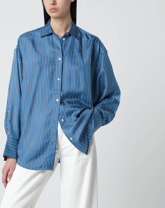 Toteme Light blue striped silk shirt
