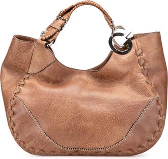 Gucci Pre-owned Womens Leather Braided Hobo Bag - Tan - One Size