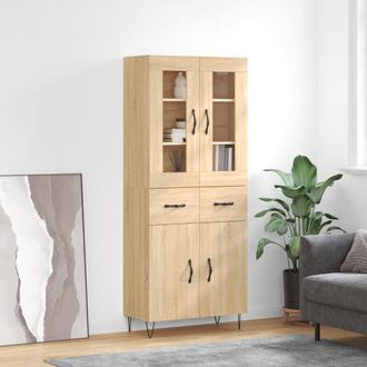Berkfield Home Highboard Sonoma Oak 69.5x34x180 cm Engineered Wood in Brown