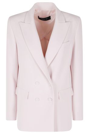 Federica Tosi Pink Cady Double-Breasted Padded-Epaulettes Polyester Blazer