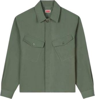 Kenzo Cotton Twill Utility Overhemdjas - Heren - Zomerjassen - Groen - M - Katoen - Jassen