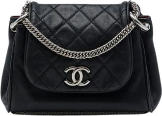 Chanel Pre-owned Flap Schoudertas - Dames - Vintage Schoudertas - Zwart - ONE Size - Leer - Vintage