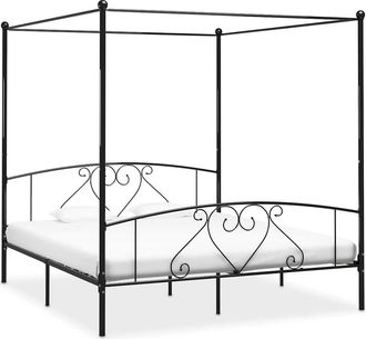 vidaXL Estructura Cama Con Dosel Sin Colch&oacute;n Metal Negro 200x200 Cm Vidaxl