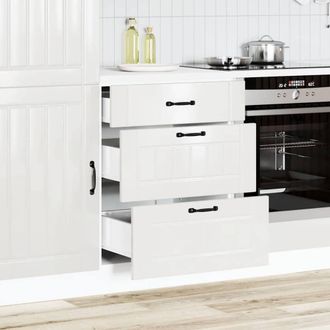 Berkfield Home Kitchen Base Cabinet Lucca High Gloss White Engineered Wood