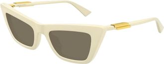 Bottega Veneta Sunglasses, female, Beige, Size: 53 MM Cat-eye Sunglasses