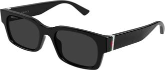 Gucci Vierkante Zonnebril - Heren - Zonnebrillen - Zwart - 52 MM - Nylon - Accessoires