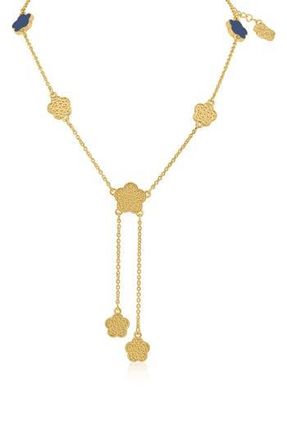 Jardin Enamel Clover Station Chain Y-Necklace in Navy/Gold at Nordstrom Rack