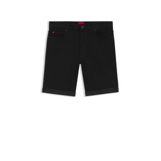 HUGO BOSS Tapered-fit shorts in black stretch denim