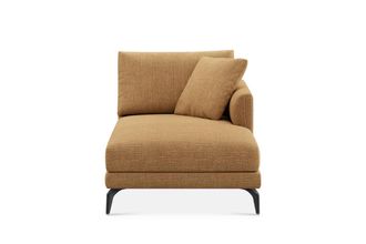 Castlery Lena Right Chaise Sofa Customized, (Washed Chenille) Caramel (Matte Black Legs), Machine Washable, Removable Covers for Sofas, Castlery