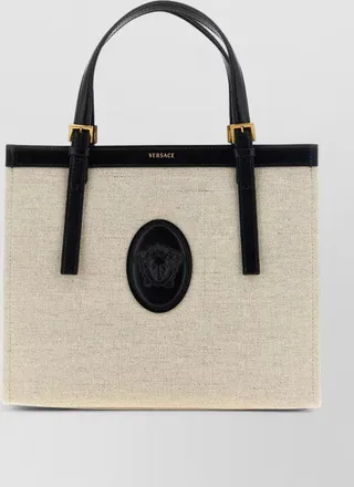Versace medium linen canvas shoulder bag