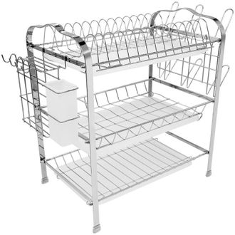 OEM &Eacute;gouttoir &Agrave; Vaisselle - 3 Niveaux - M&eacute;tal Chrom&eacute; - Pour Cuisine Int&eacute;rieure - 1 Pi&egrave;ce