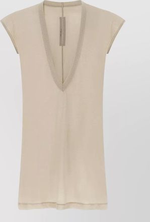 Rick Owens cotton semi-transparent elongated v-neck t-shirt